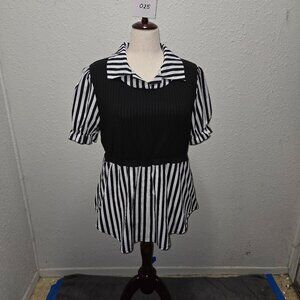 Black and White Striped Blouse